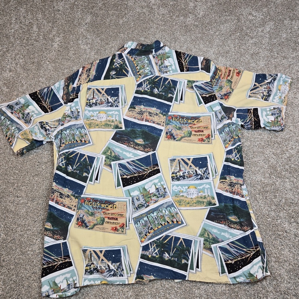 Vintage Reyn Spooner Shirt Mens XXL Hollywood California Postcard Rayon USA - Picture 6 of 7